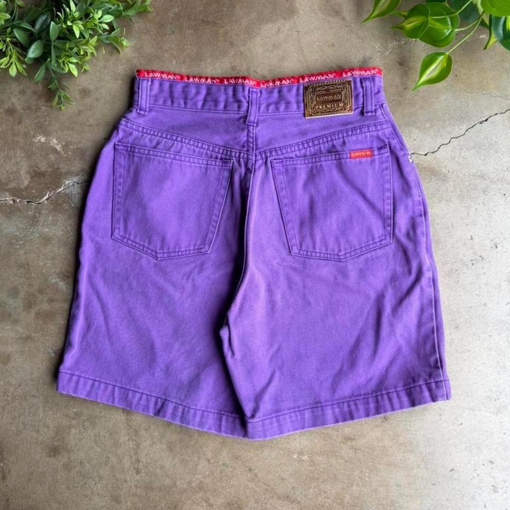 Vintage 90s lawman Purple denim shorts with red waistband